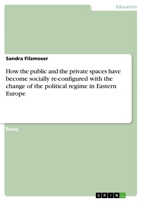 Cover of the book How the public and the private spaces have become socially re-configured with the change of the political regime in Eastern Europe by Sandra Filzmoser, GRIN Publishing