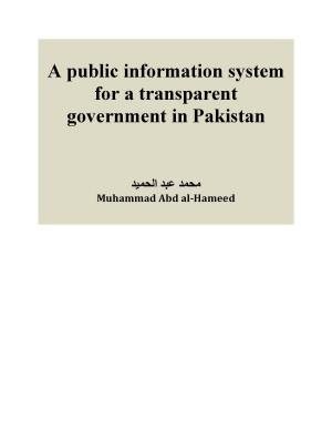Cover of A public information system for transparency in Pakistan