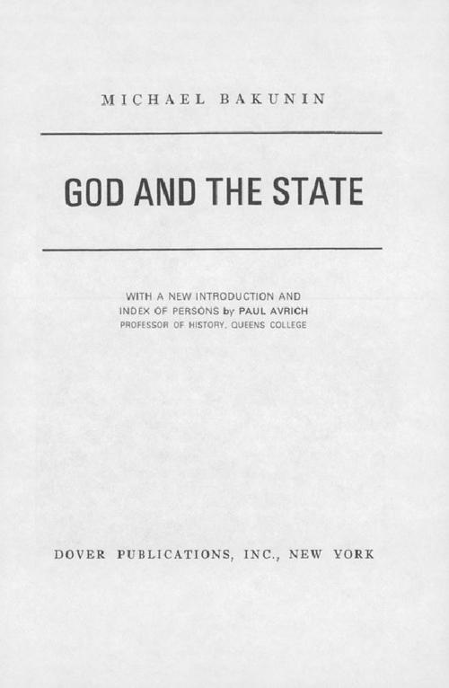 Cover of the book God and the State by Michael Bakunin, Dover Publications