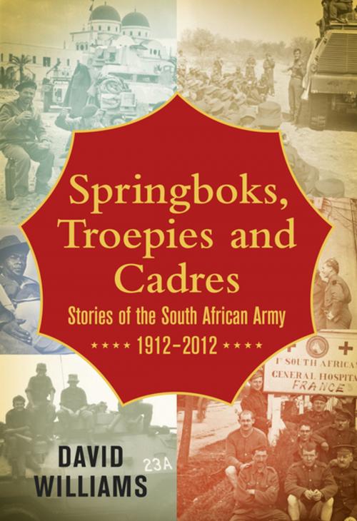 Cover of the book Springboks, Troepies and Cadres by David Williams, Tafelberg