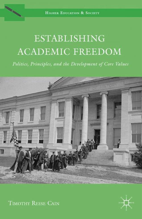 Cover of the book Establishing Academic Freedom by Timothy Reese Cain, Palgrave Macmillan US