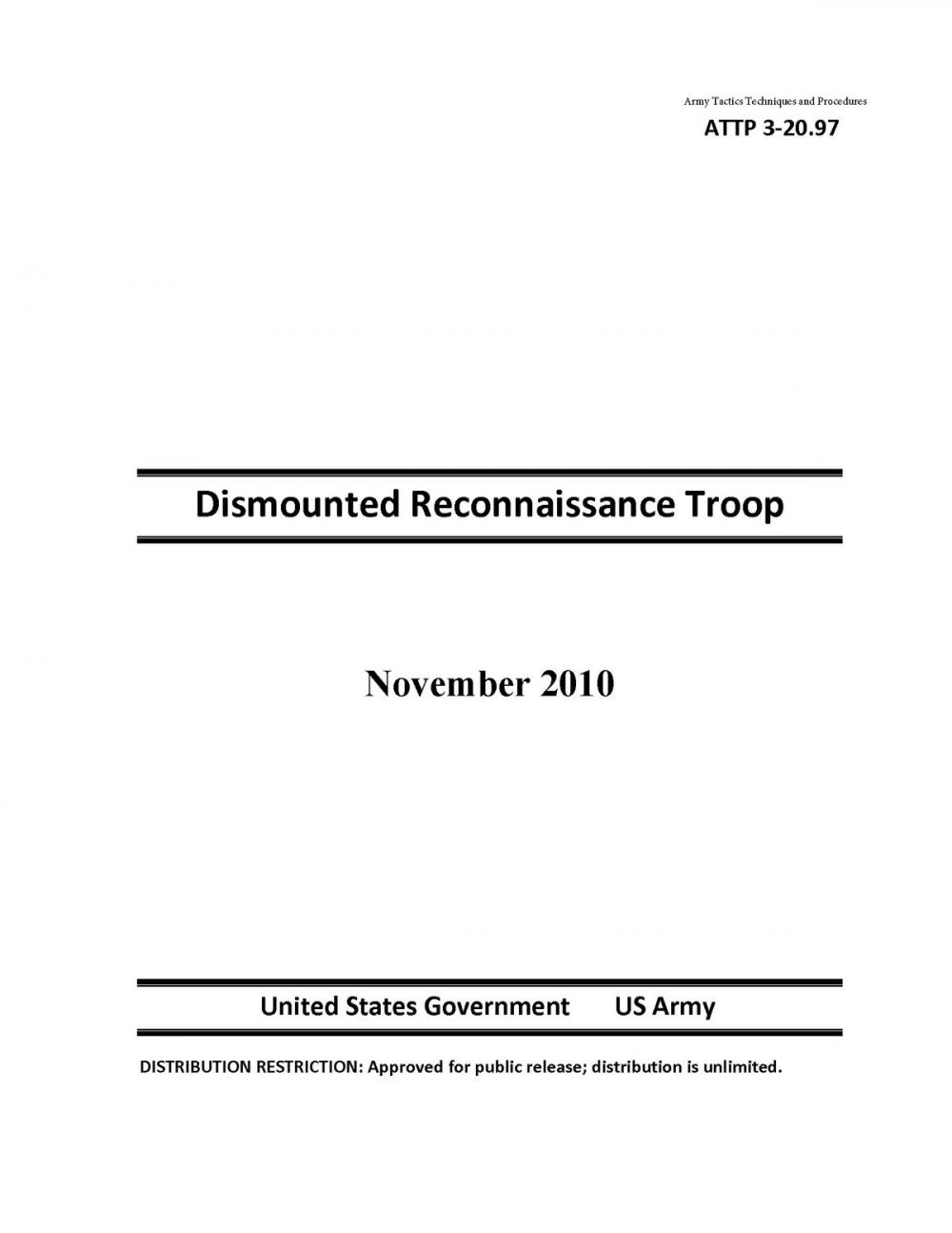 Big bigCover of Army Tactics Techniques and Procedures ATTP 3-20.97 Dismounted Reconnaissance Troop