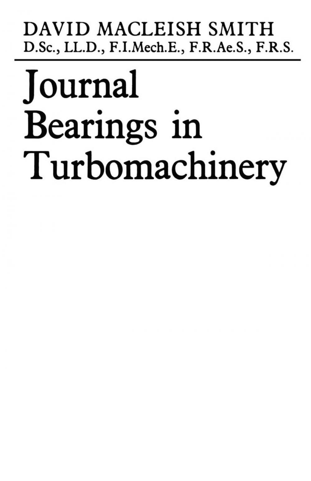 Big bigCover of Journal Bearings in Turbomachinery