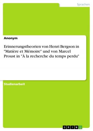 Cover of the book Erinnerungstheorien von Henri Bergson in 'Matière et Mémoire' und von Marcel Proust in 'À la recherche du temps perdu' by Andreas Bloch