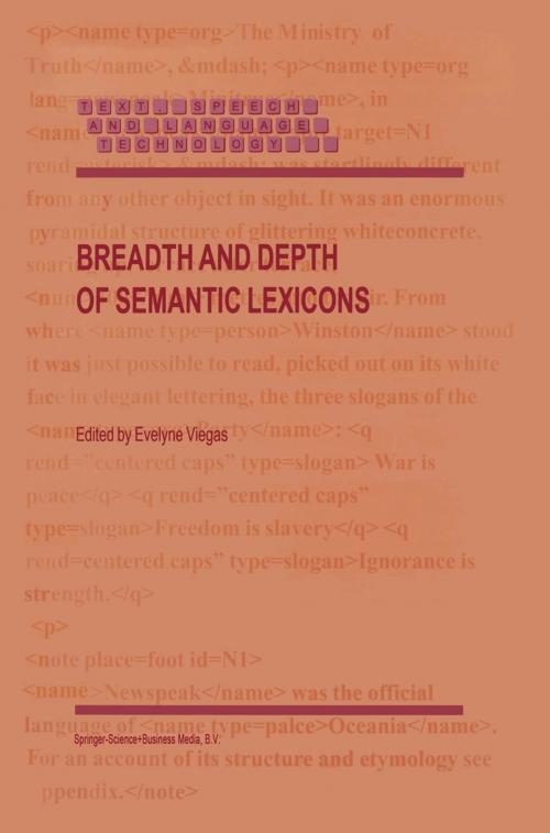 Cover of the book Breadth and Depth of Semantic Lexicons by , Springer Netherlands
