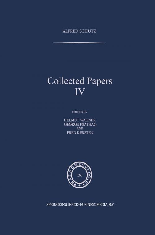 Cover of the book Collected Papers IV by A. Schutz, Springer Netherlands