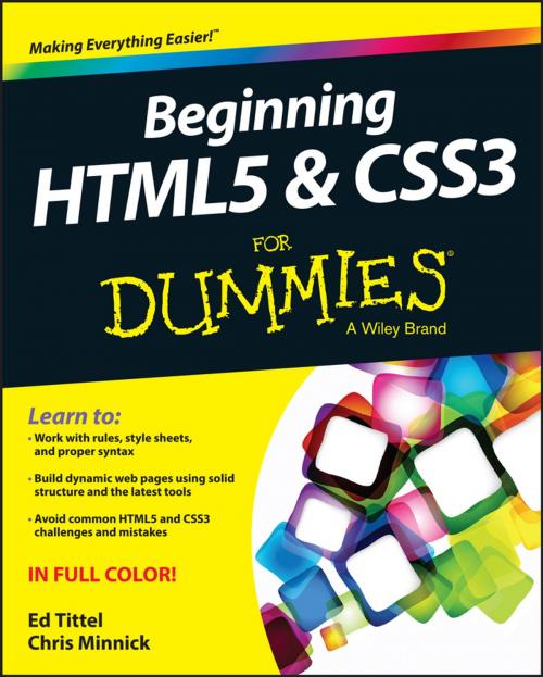 Cover of the book Beginning HTML5 and CSS3 For Dummies by Ed Tittel, Chris Minnick, Wiley