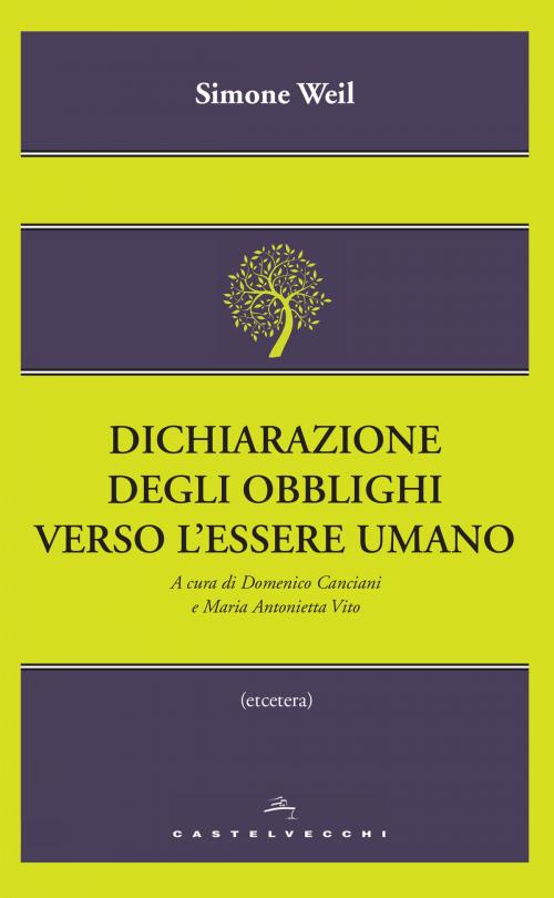 Cover of the book Dichiarazione degli obblighi verso l'essere umano by Simone Weil, Castelvecchi