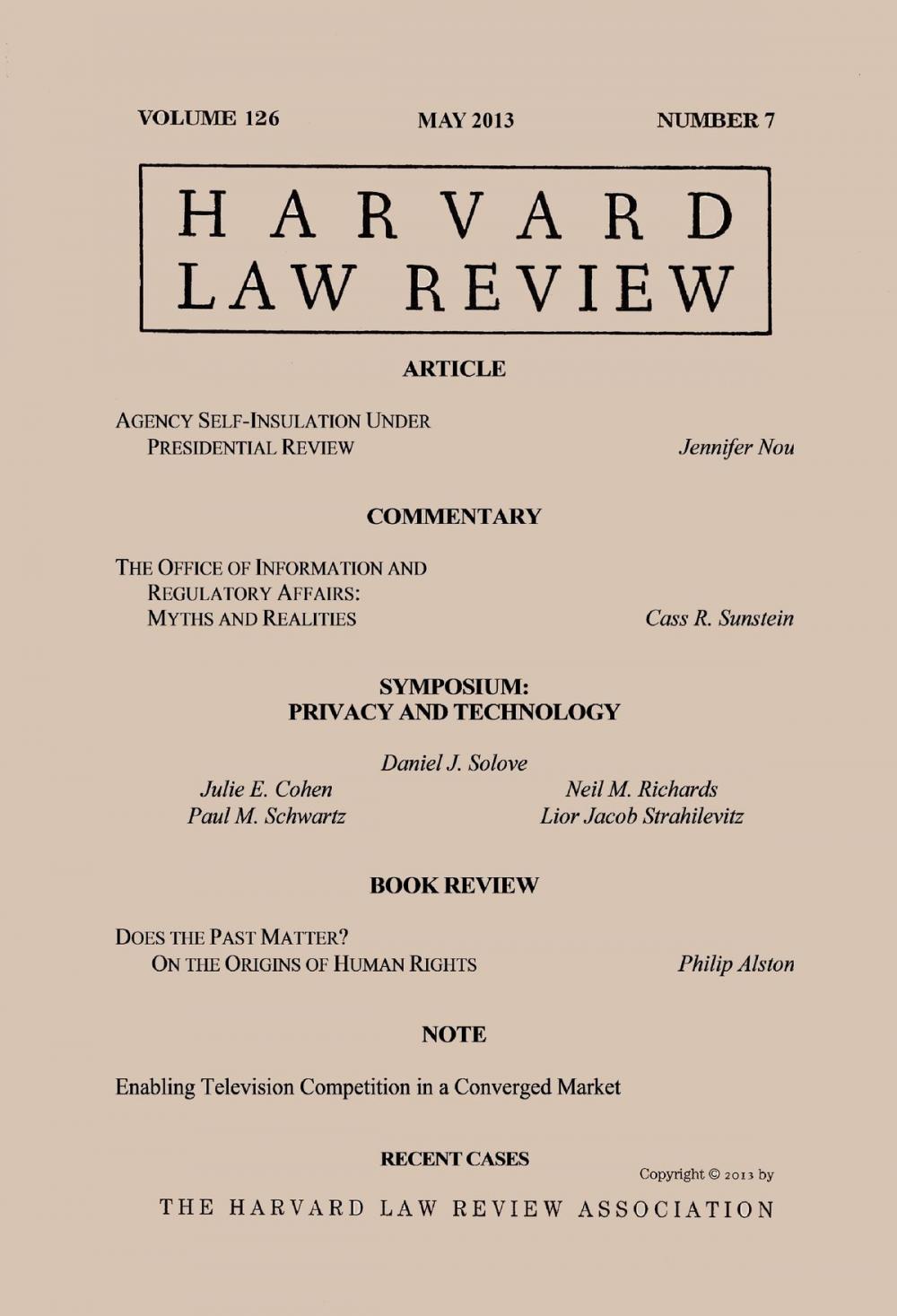 Big bigCover of Harvard Law Review: Volume 126, Number 7 - May 2013