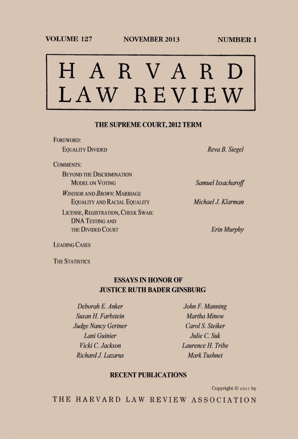 Big bigCover of Harvard Law Review: Volume 127, Number 1 - November 2013