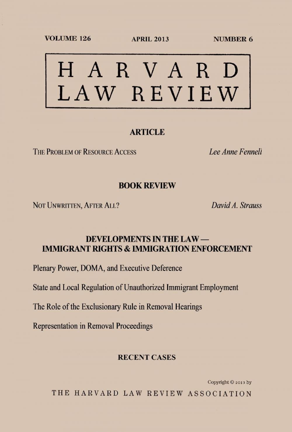 Big bigCover of Harvard Law Review: Volume 126, Number 6 - April 2013