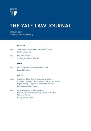 Book cover of Yale Law Journal: Volume 122, Number 5 - March 2013