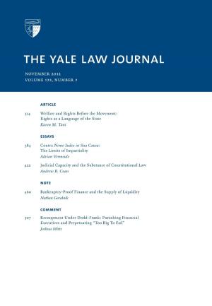 Cover of Yale Law Journal: Volume 122, Number 2 - November 2012
