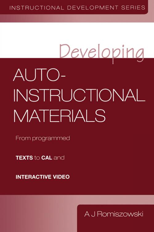 Cover of the book Developing Auto-instructional Materials by Romiszowski, A.J., Taylor and Francis