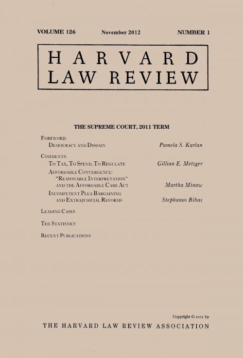 Cover of the book Harvard Law Review: Volume 126, Number 1 - November 2012 by Harvard Law Review, Quid Pro, LLC