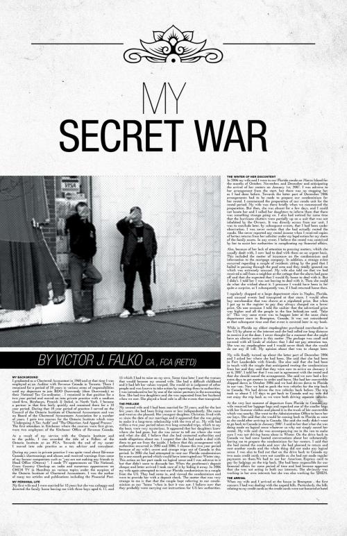 Cover of the book My Secret War by Victor J. Falko   CA   FCA (ret’d), FriesenPress