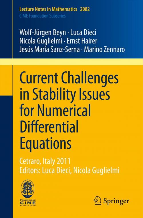 Cover of the book Current Challenges in Stability Issues for Numerical Differential Equations by Wolf-Jürgen Beyn, Luca Dieci, Nicola Guglielmi, Ernst Hairer, Jesús María Sanz-Serna, Marino Zennaro, Springer International Publishing