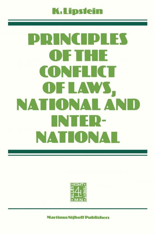 Cover of the book Principles of the Conflict of Laws National and International by K. Lipstein, Springer Netherlands