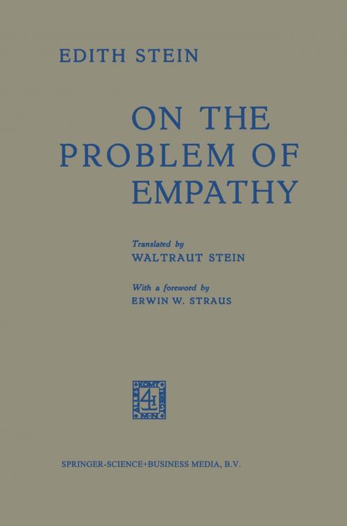 Cover of the book On the Problem of Empathy by Edith  Stein, Springer Netherlands