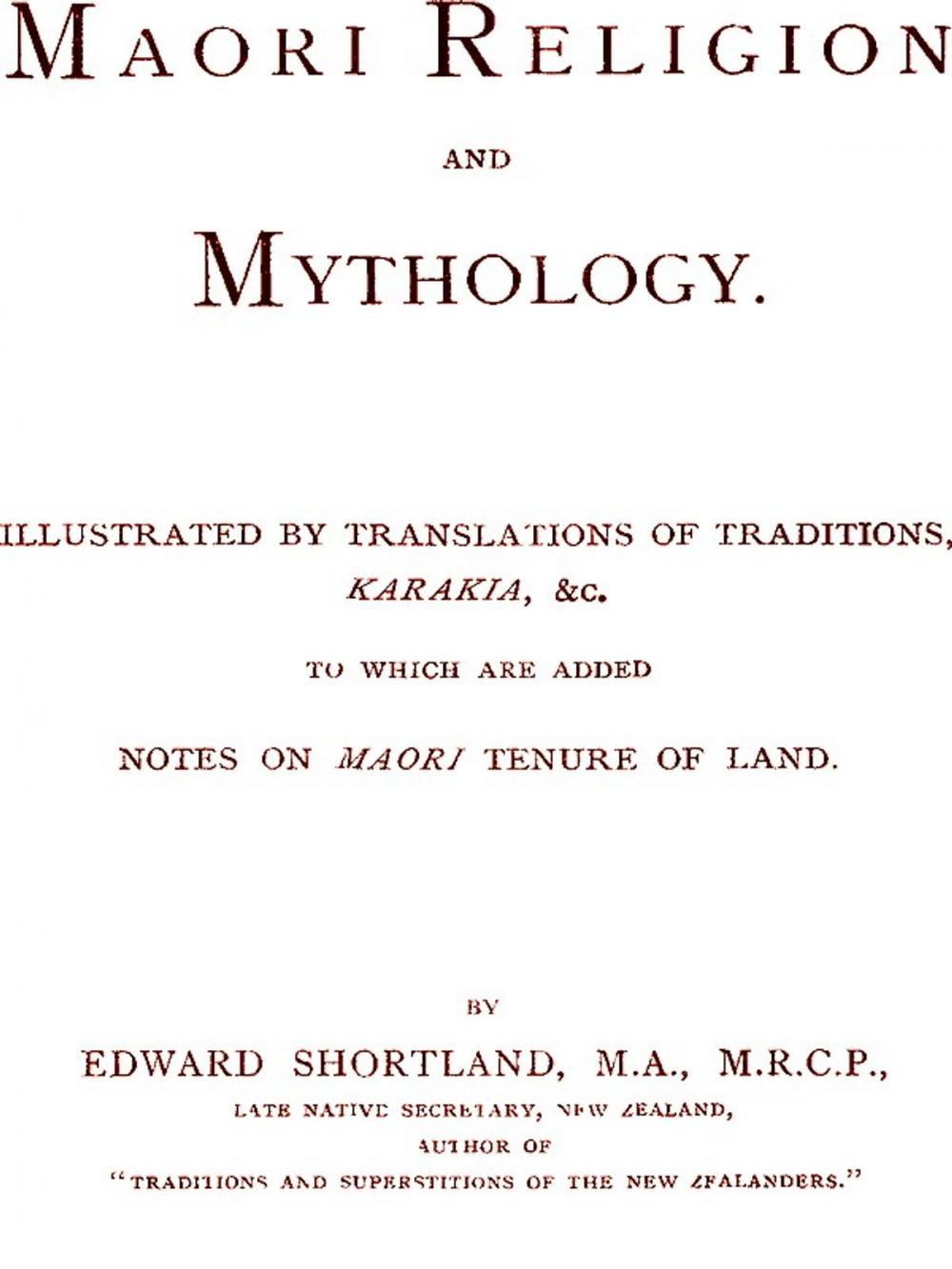 Big bigCover of Maori Religion and Mythology