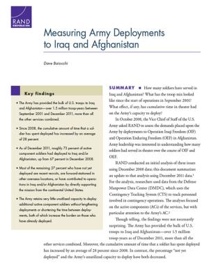 Cover of the book Measuring Army Deployments to Iraq and Afghanistan by Todd C. Helmus, Erin York, Peter Chalk
