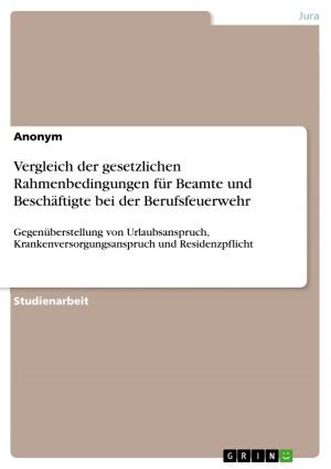 Cover of the book Vergleich der gesetzlichen Rahmenbedingungen für Beamte und Beschäftigte bei der Berufsfeuerwehr by Claudia Wohlatz