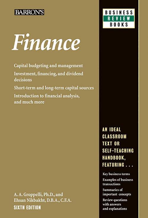 Cover of the book Finance by Ehsan Nikbakht DBA, CFA, Barrons Educational Series