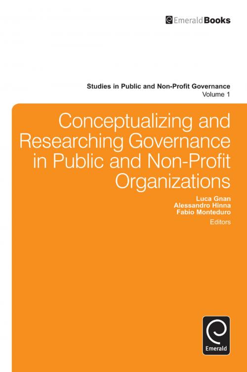 Cover of the book Conceptualizing and Researching Governance in Public and Non-Profit Organizations by Luca Gnan, Alessandro Hinna, Fabio Monteduro, Emerald Group Publishing Limited