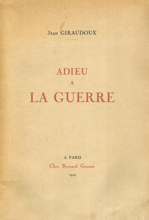 Cover of the book Adieu à la guerre by Jean Giraudoux, Grasset