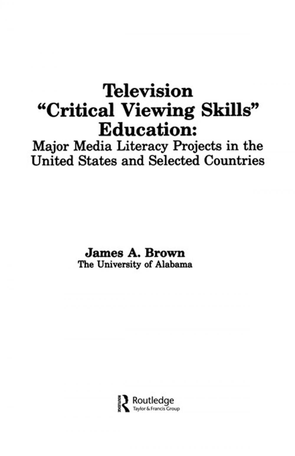 Big bigCover of Television ',Critical Viewing Skills', Education