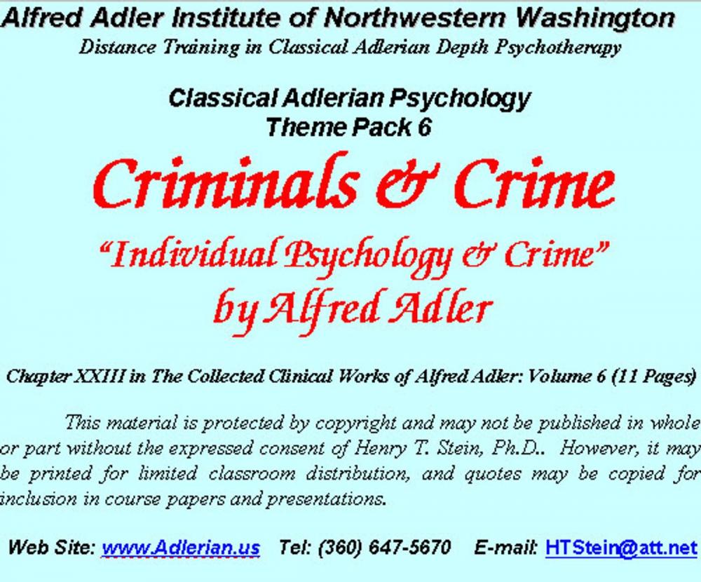 Big bigCover of Classical Adlerian Psychology Theme Pack 6: Criminals & Crim