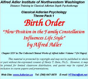 Book cover of Classical Adlerian Psychology Theme Pack 1: Birth Order