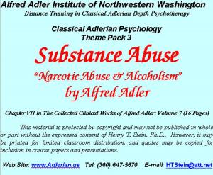 Cover of Classical Adlerian Psychology Theme Pack 3: Substance Abuse