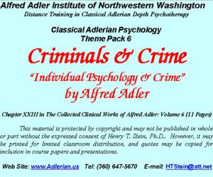 Cover of Classical Adlerian Psychology Theme Pack 6: Criminals & Crim