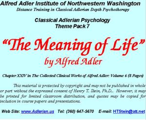 Cover of Classical Adlerian Psychology Theme Pack 7: Philosophy - The Meaning of Life