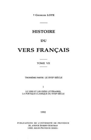 Cover of the book Histoire du vers français. Tome VII by Hans-Erich Keller