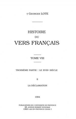Cover of Histoire du vers français. Tome VIII