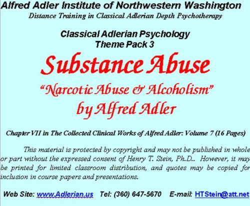 Cover of the book Classical Adlerian Psychology Theme Pack 3: Substance Abuse by Alfred Adler, Alfred Adler Institute of Northwestern Washington