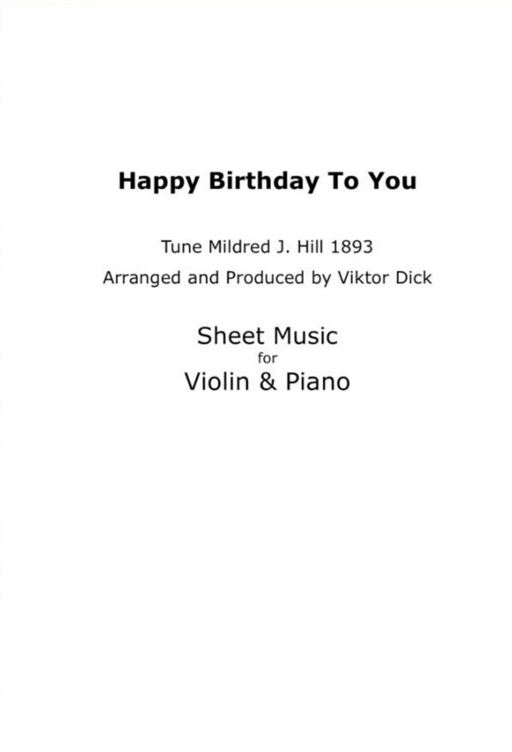 Big bigCover of Happy Birthday to You - Tune Mildred J. Hill 1893