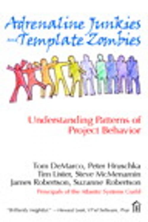 Cover of the book Adrenaline Junkies and Template Zombies by Tom DeMarco, Peter Hruschka, Tim Lister, Steve McMenamin, James Robertson, Suzanne Robertson, Pearson Education