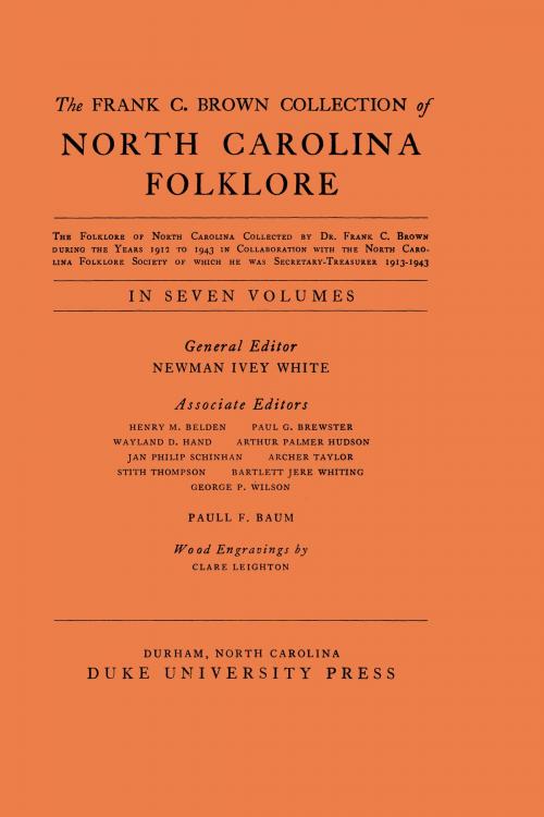 Cover of the book The Frank C. Brown Collection of NC Folklore by , Duke University Press