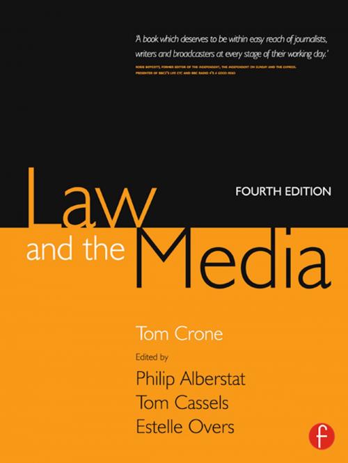 Cover of the book Law and the Media by Tom Crone, Taylor and Francis