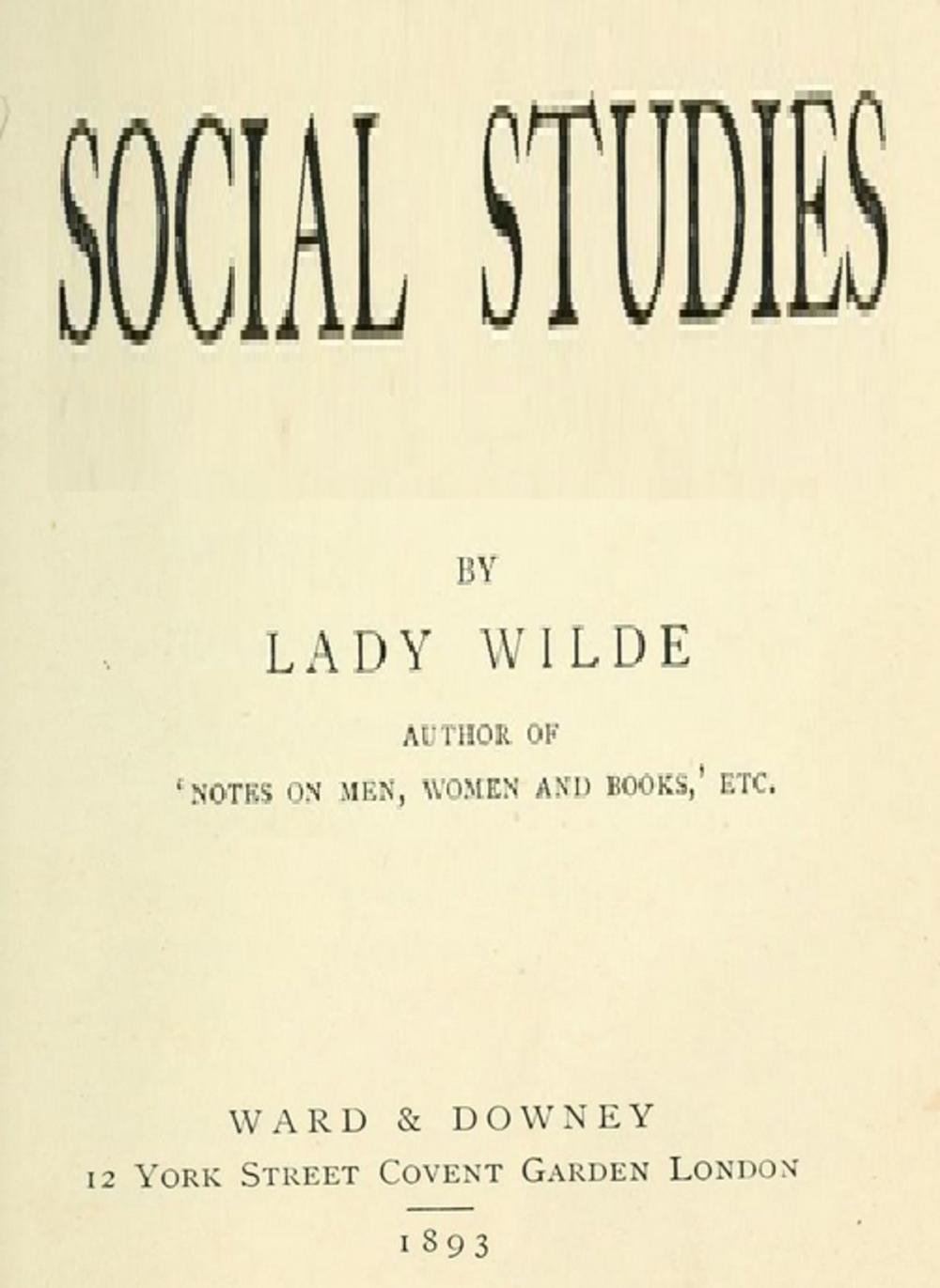 Big bigCover of Social studies by Lady Wilde