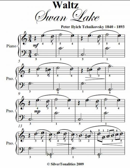 Cover of the book Waltz from Swan Lake Easy Piano Sheet Music by Peter Ilyich Tchaikovsky, SilverTonalities