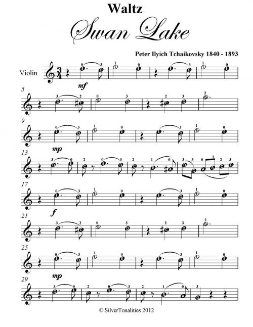 Cover of the book Waltz from Swan Lake Easy Violin Sheet Music by Peter Ilyich Tchaikovsky, SilverTonalities