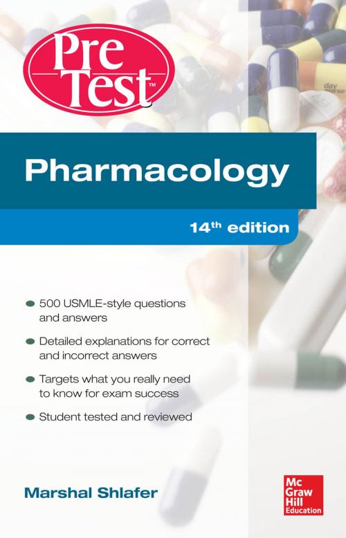 Cover of the book Pharmacology PreTest Self-Assessment and Review 14/E by Marshal Shlafer, McGraw-Hill Education