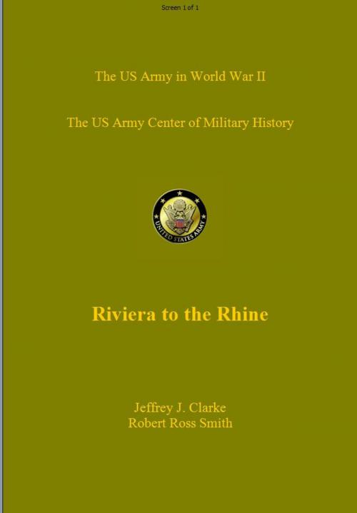 Cover of the book Riviera to the Rhine by Jeffery J Clarke, Robert Ross Smith, 232 Celsius