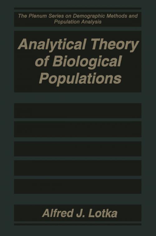 Cover of the book Analytical Theory of Biological Populations by Alfred J. Lotka, Springer US