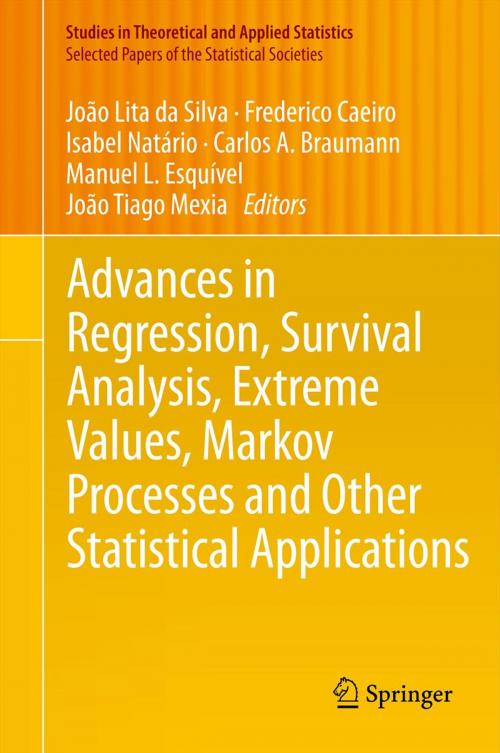 Cover of the book Advances in Regression, Survival Analysis, Extreme Values, Markov Processes and Other Statistical Applications by Manuel L. Esquível, João João Tiago Mexia, Springer Berlin Heidelberg