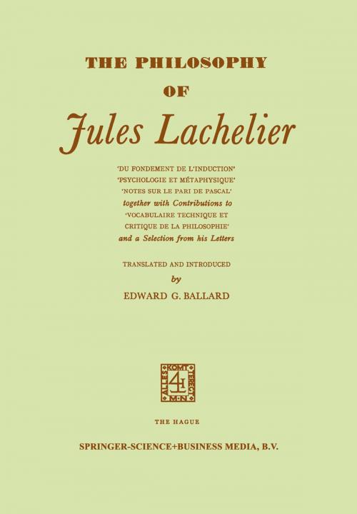 Cover of the book The philosophy of Jules Lachelier by Jules Lachelier, Springer Netherlands